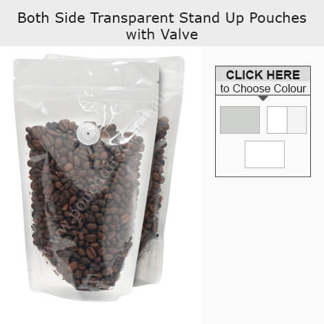 Both Side Transparent Stand Up Pouches With Valve Both Side Transparent Stand Up Pouches With Valve