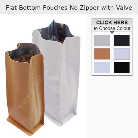 Flat Bottom Pouches No Zipper With Valve Flat Bottom Pouches No Zipper With Valve