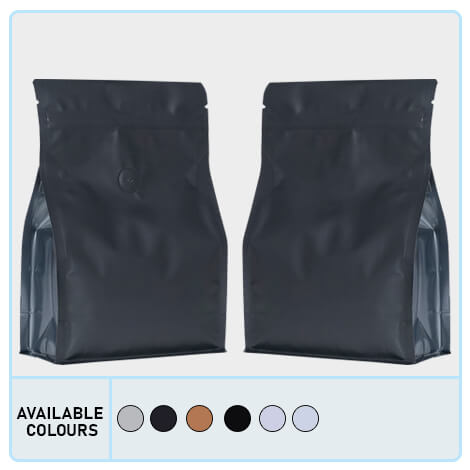 Flat Bottom (Box Bottom) Pouches With Normal Zipper and Valve