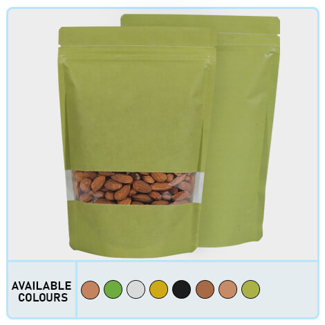 Kraft Paper Rectangle Window Stand Up Pouches