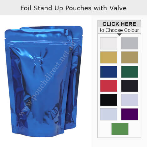 Foil Stand Up Pouches With Valve Foil Stand Up Pouches With Valve