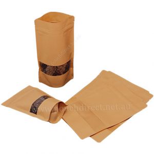Brown Paper Stand Up Pouches With Rectangle Window