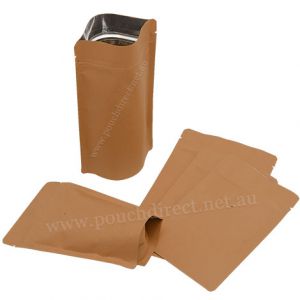 Brown Paper Stand Up Pouch with Zipper & Valve