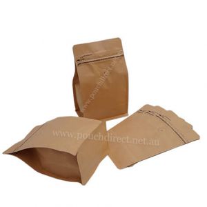 Flat Bottom Pouches Tear Off Zipper & Valve