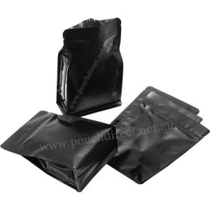 Matt Black Flat Bottom Pouches With Normal Zipper