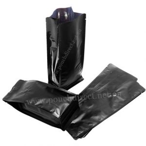 Matt Black Flat Bottom Pouches No Zipper With Valve