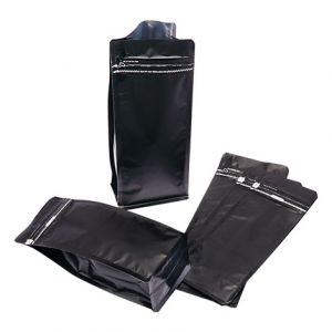 Matt Black Flat Bottom Pouches Tear Off Zipper