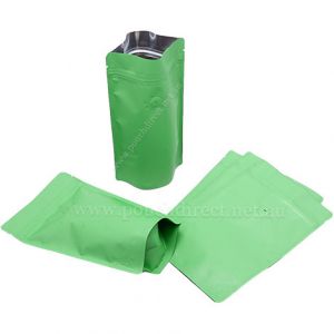 Matt Light Green Stand Up Pouch with Zipper & Valve