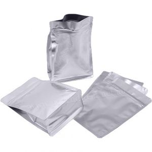 Matt Silver Flat Bottom Pouches With Normal Zipper