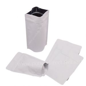 Matt White Stand Up Pouch with Zipper & Valve