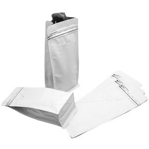 Matt White Flat Bottom Pouches Tear Off Zipper & Valve