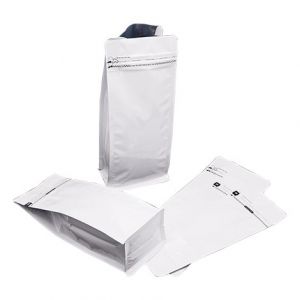 Matt White Flat Bottom Pouches Tear Off Zipper