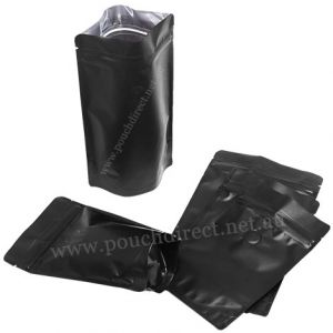 Matt Black Stand Up Pouch with Zipper & Valve