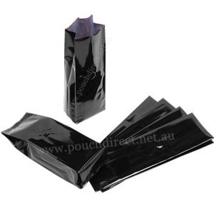 Shiny Black Side Gusset Bags No Zipper With Valve