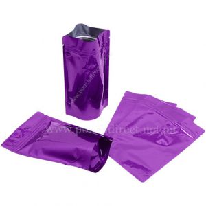 Shiny Purple Stand Up Pouch with Zipper & Valve