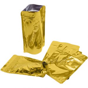 Shiny Gold Stand Up Pouch with Zipper & Valve