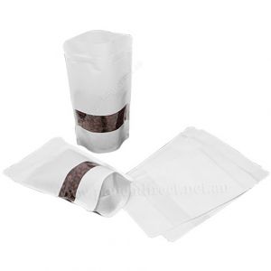 White Paper Stand Up Pouches With Rectangle Window
