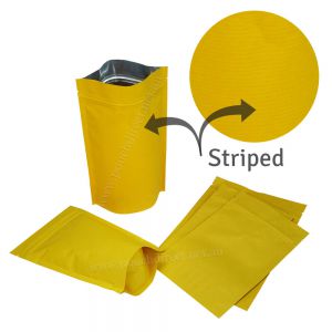 Yellow Striped Kraft Paper Stand Up Pouches