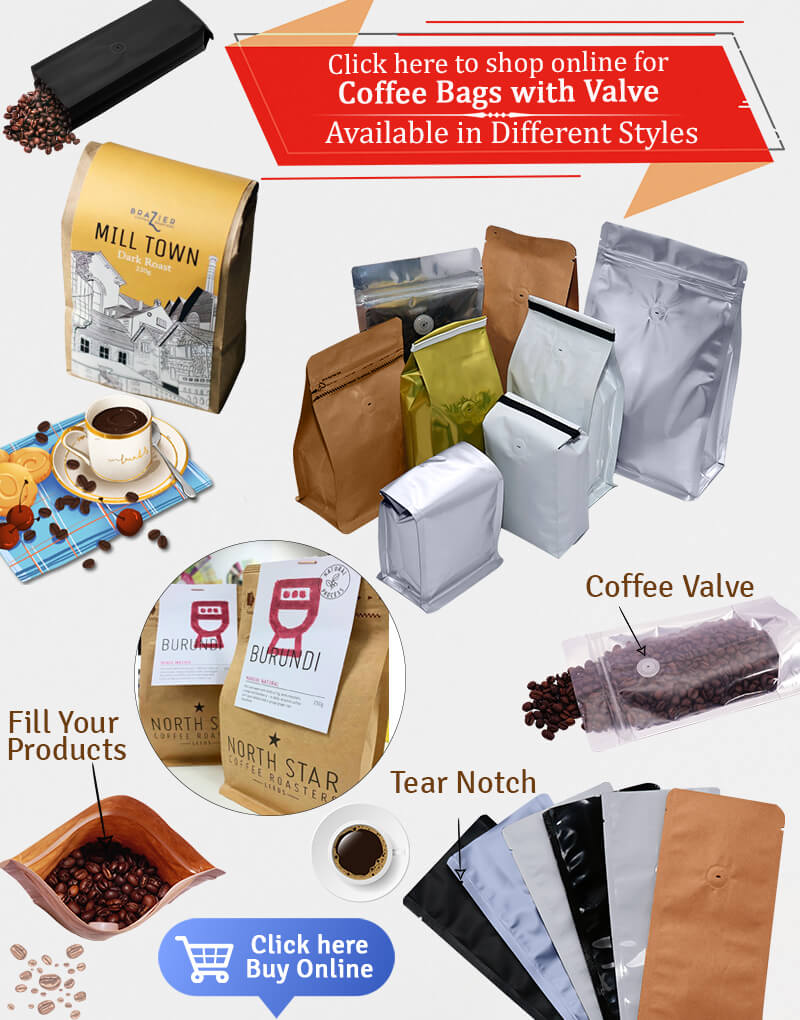 Custom Printed Bags Stock Pouches Standup Pouches Coffeepackaging