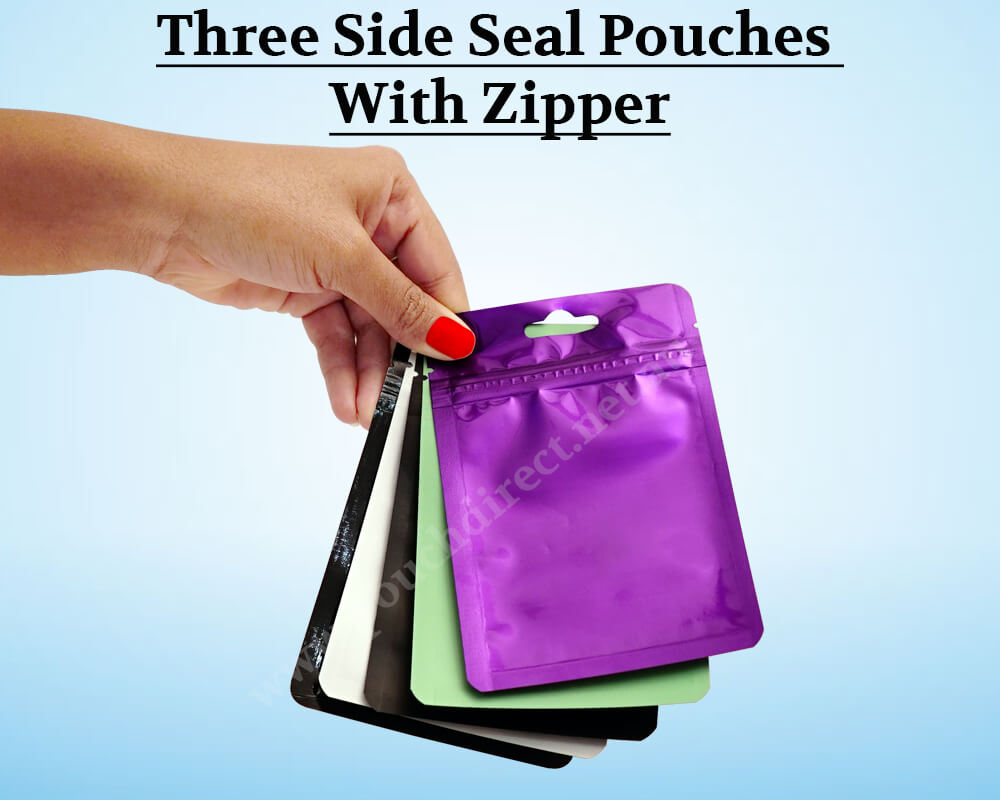 Three Side Seal Pouches With Zipper